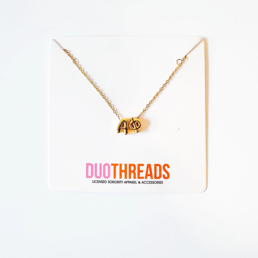 Alpha Phi Bubble Letter Necklace