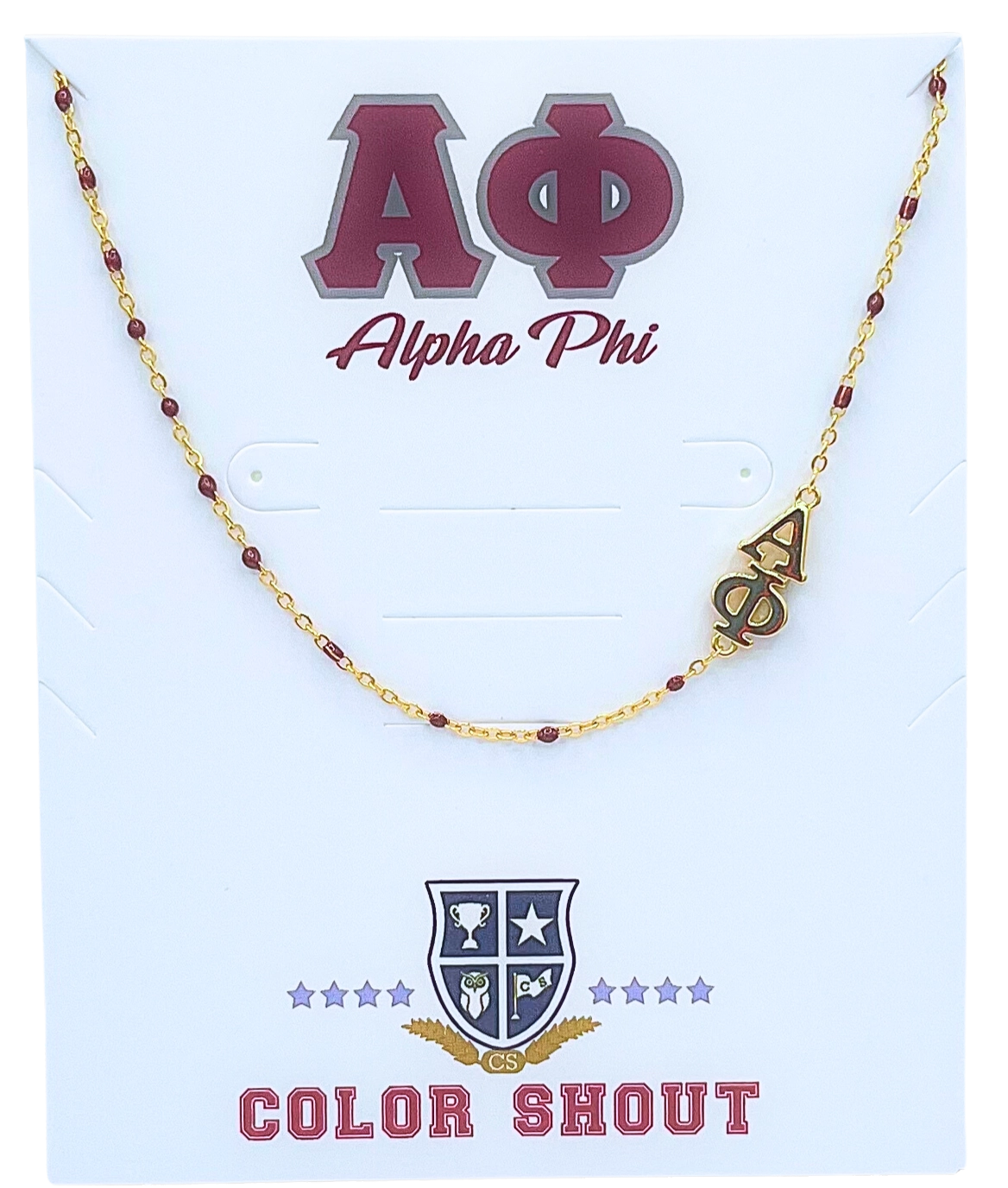 Alpha Phi Bead Side Logo Necklace