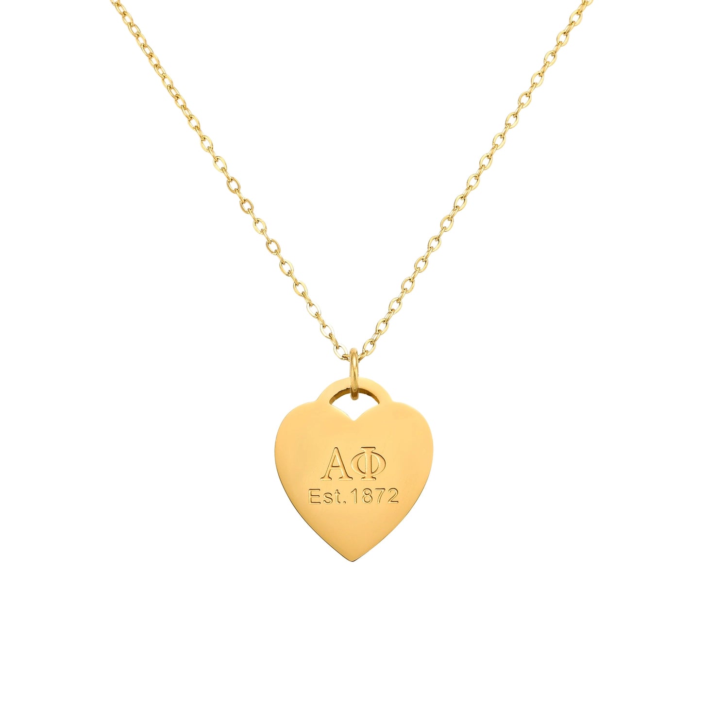Alpha Phi Heart Tag Necklace