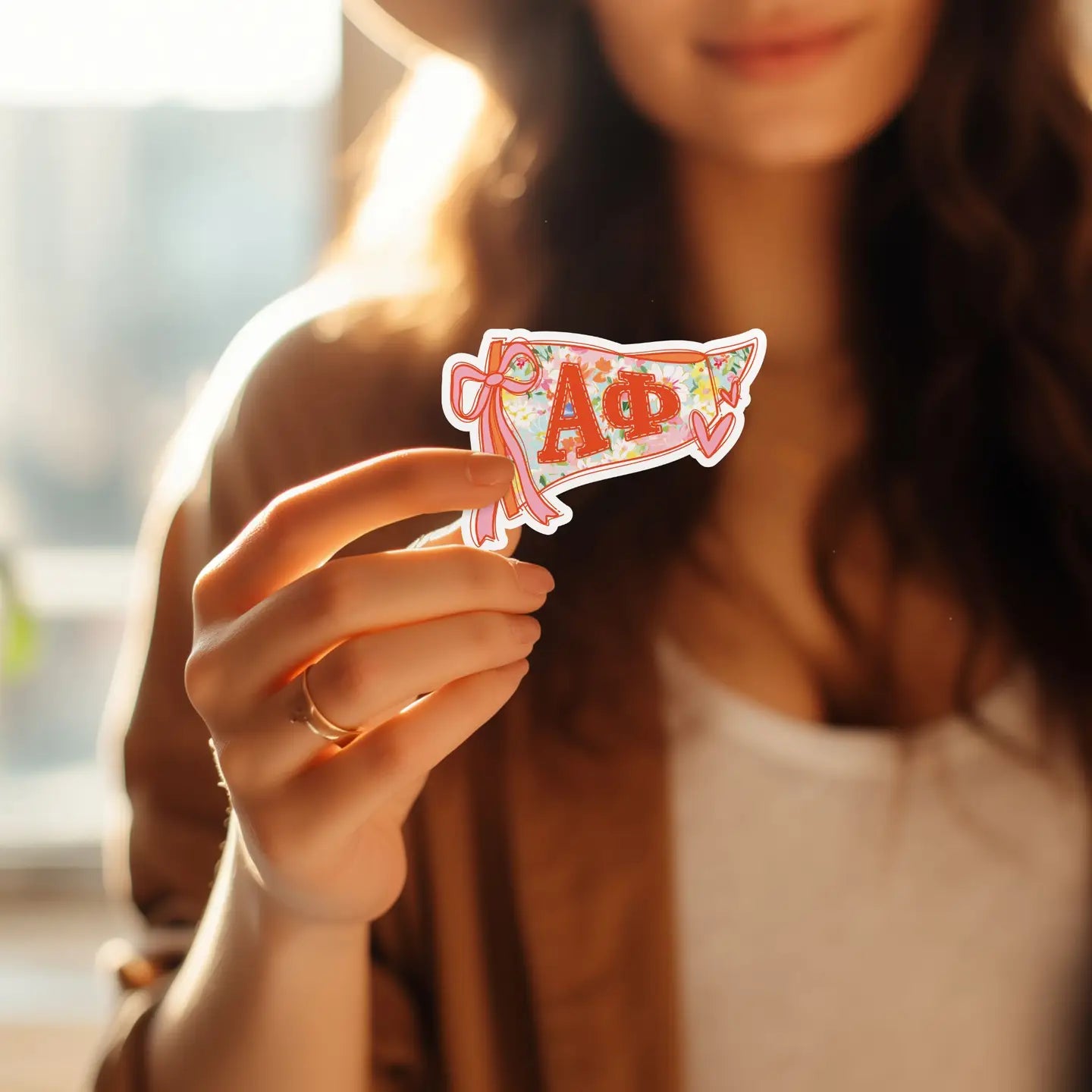 Alpha Phi Floral Banner Sticker