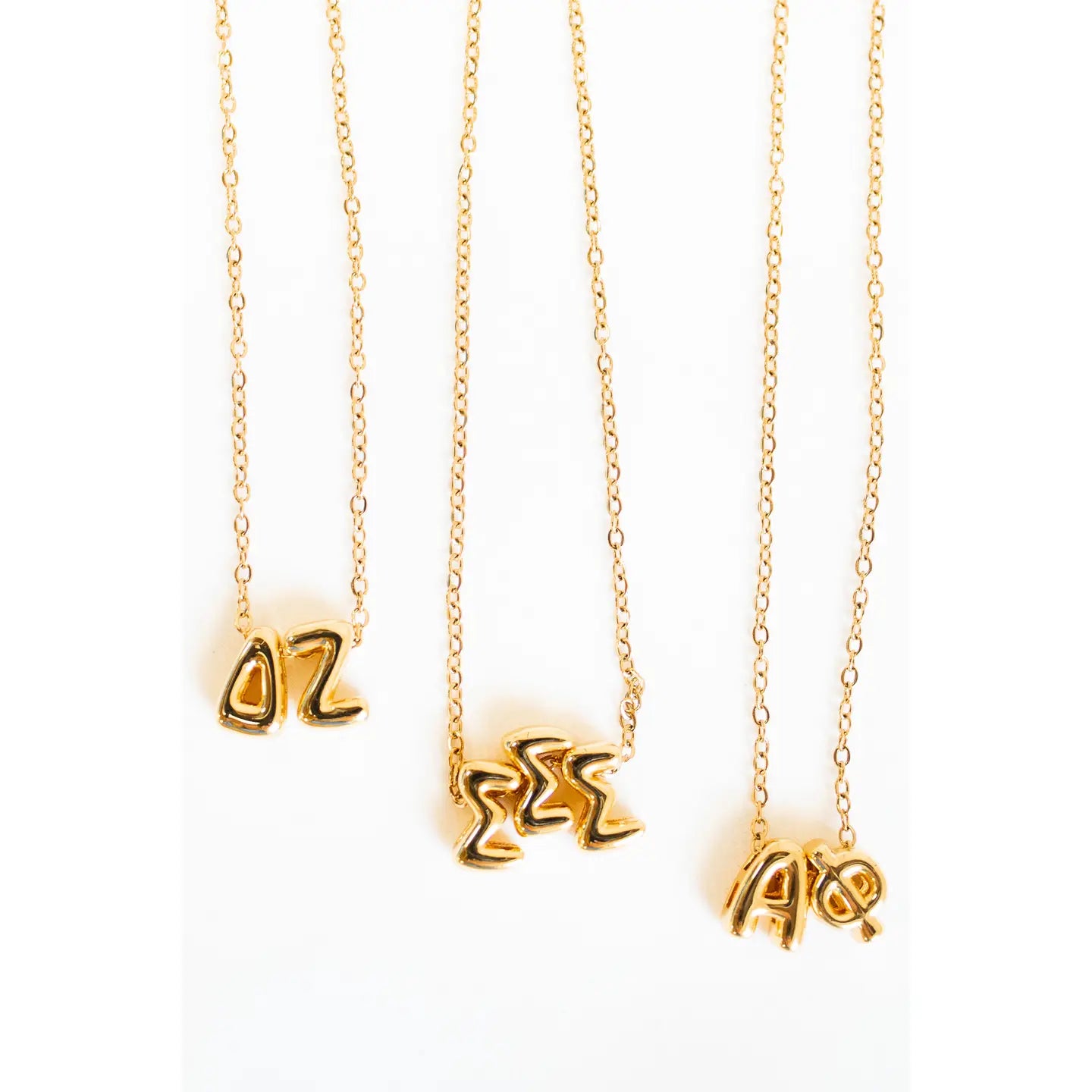 Alpha Phi Bubble Letter Necklace