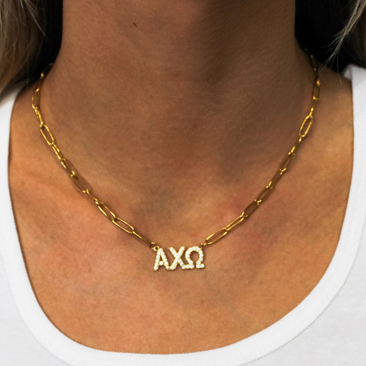 Alpha Phi Chain Letters Necklace