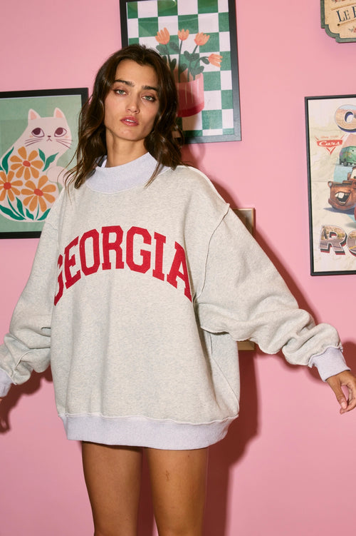 'georgia & Ga' Print Reversible Mockneck Sweatshirt